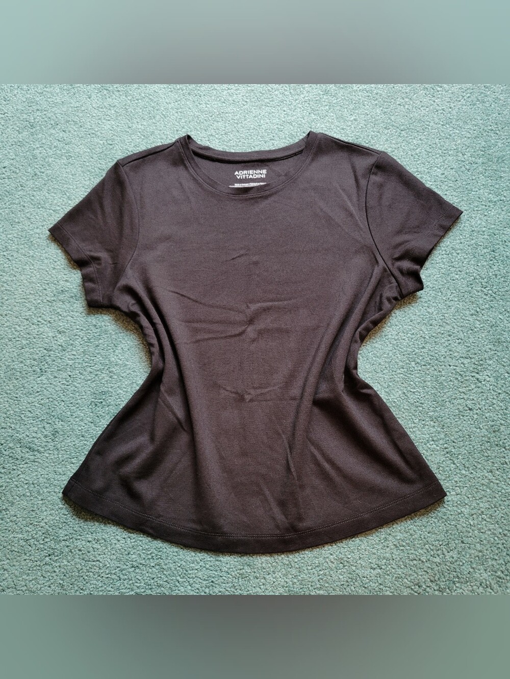 Adrianna Vittadini Short Sleeve Crew Neck Tee Black Large